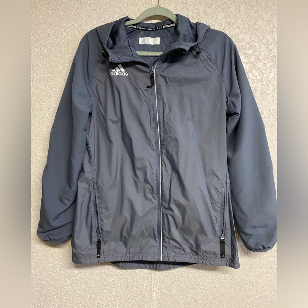 Adidas Women Hooded Jacket Gray Windbreaker